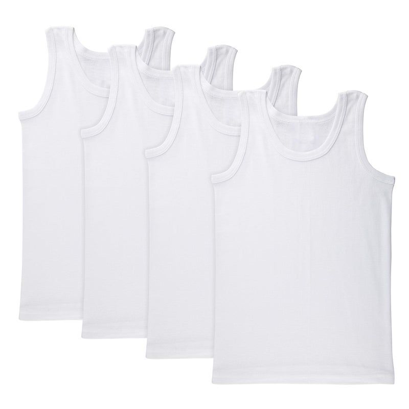Brix Boys Undershirt Tank Top - Tagless 100% Cotton Super Soft 4 Pack Novelty. - Image 1